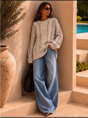 🔥ARITZIA Wilfred Bronco Sweater SzM CHIC CHUNKY CABLEKNIT NEW Price Firm!